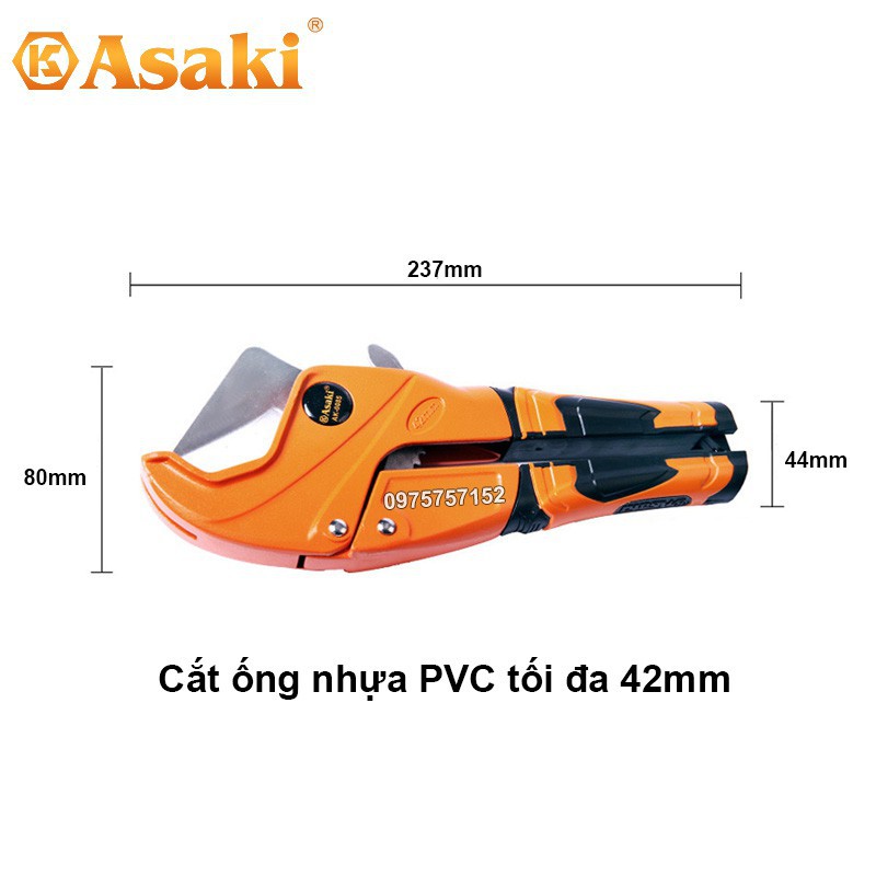 Kéo cắt ống nhựa PVC, PPR, PE Asaki AK-0085 42mm (Hạng nặng) giocongcu