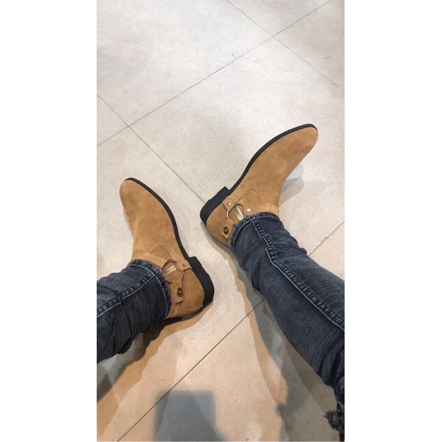 Giày Harness boots cao cổ thời trang nam chất liệu da bò da lộn đế độn 3.5cm | BigBuy360 - bigbuy360.vn