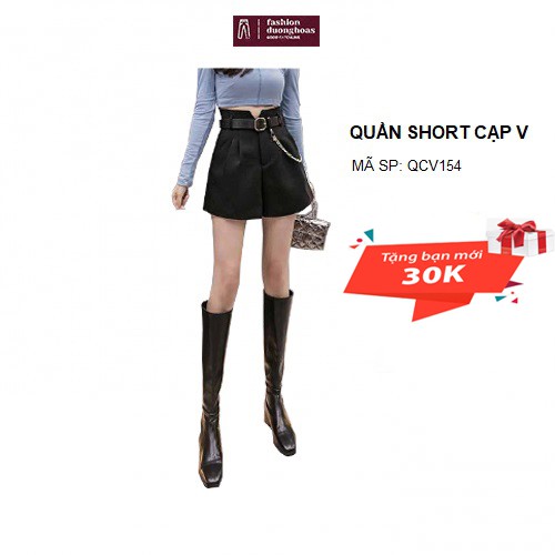 Quần Short Nữ Cạp V Cao tôn dáng không kèm đai