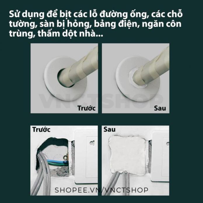 Keo xi măng dẻo bịt tường, đất sét vá lỗ tường khe hở vết nứt ống nối điều hòa chống thấm nước