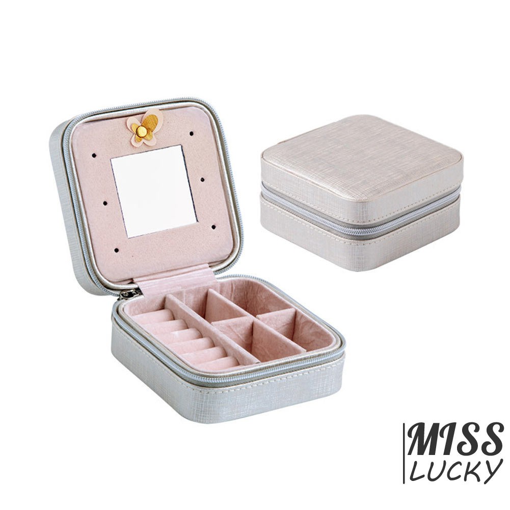 Hộp đựng đồ trang sức 10*10*5cm bằng PU nhỏ gọn tiện dụng