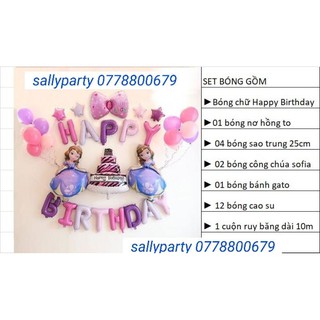 Set bóng trang trí sinh nhật công chúa elsa, sofia, búp bê