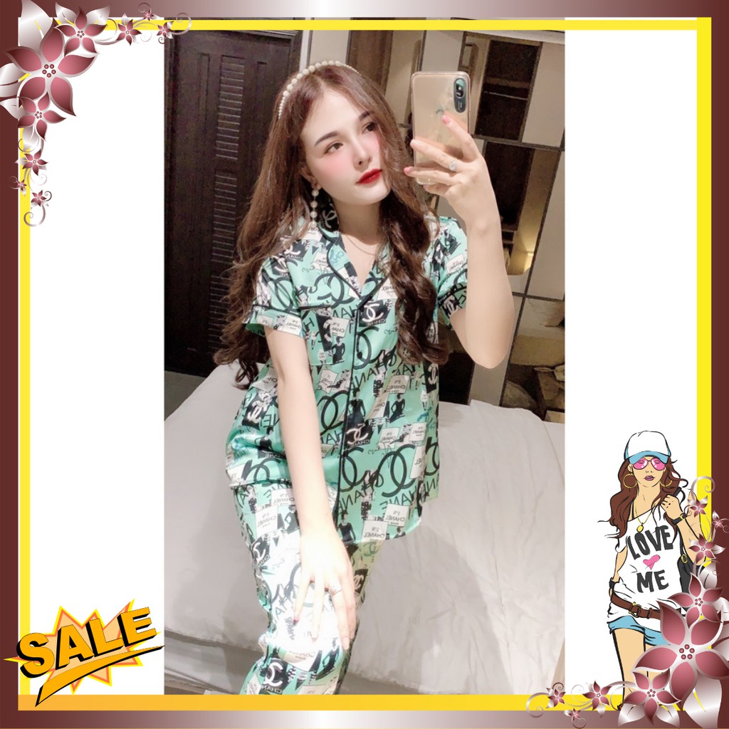 Bộ ngủ pijama phối cổ loại đẹp họa tiết sang chảnh [ẢNH THẬT NHƯ HÌNH 100%]