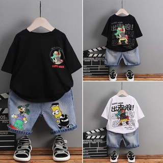 Bộ quần áo Denim ngắn tay thời trang hàn quốc dành cho trẻ 2020✨Cửa hàng ngôi sao