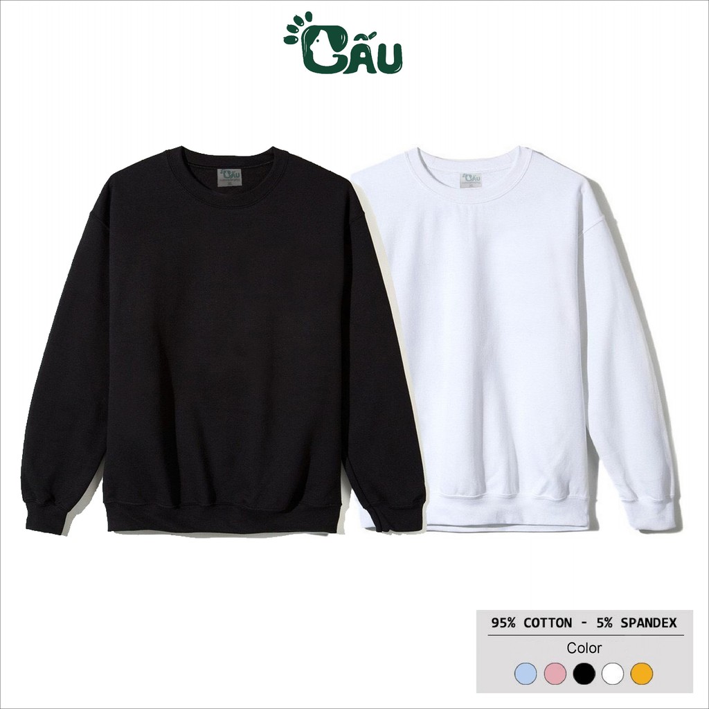 Áo sweater GẤU 194 vải nỉ thu đông co dãn, dày dặn mềm mịn form rộng phong cách Unisex - Trơn SW