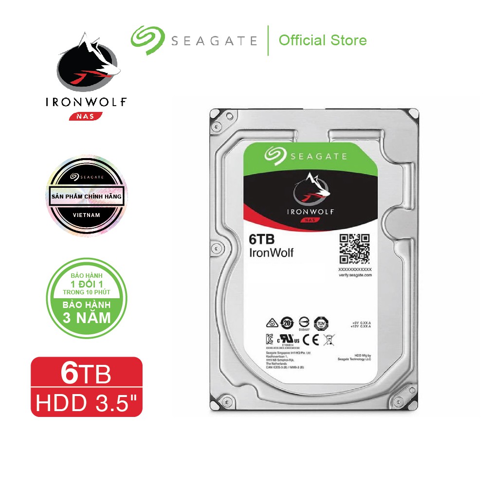 Ổ cứng HDD 3.5" NAS SEAGATE Ironwolf 6TB SATA 5400RPM_ST6000VN001