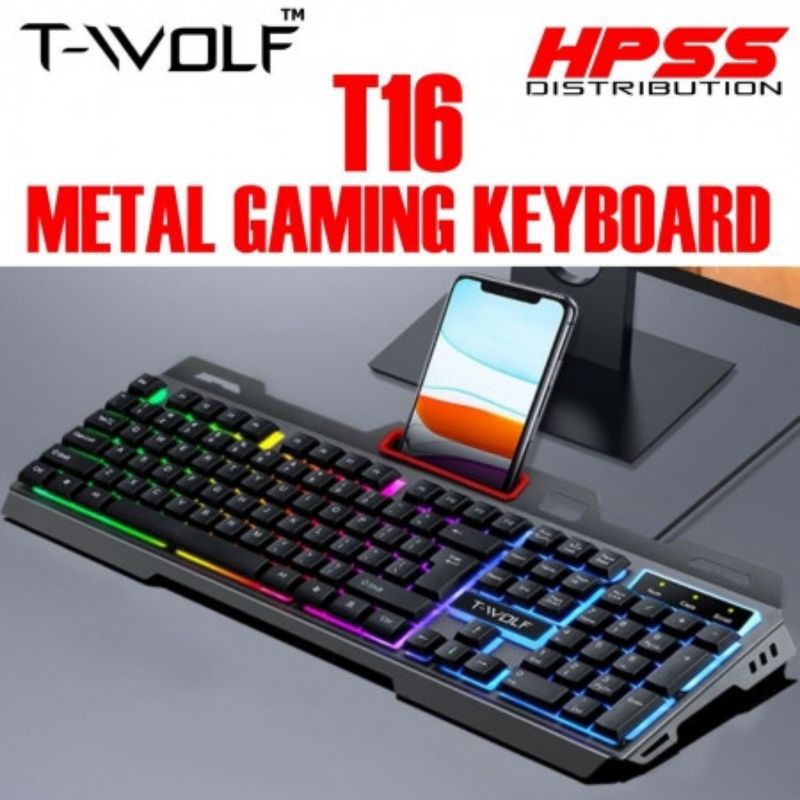 [CAO CẤP] Bàn phím máy tính, bàn phím Keyboard T-WOLF T16 Led 7 màu USB, thiết kế tính tế, siêu nhạy, bảo hành 12 tháng