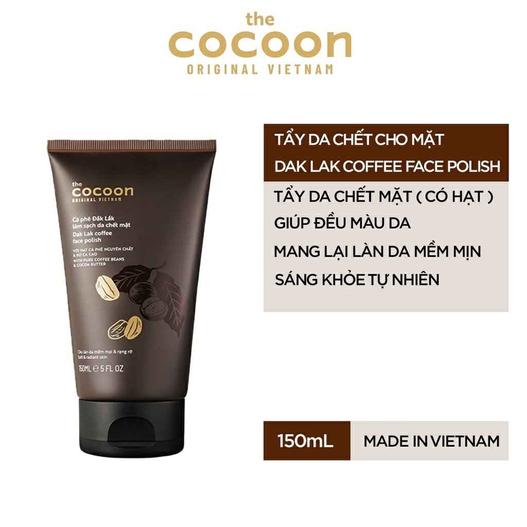 Cà phê Đắk Lắk cocoon làm sạch da chết mặt giúp da mềm mại rạng rỡ 150ml