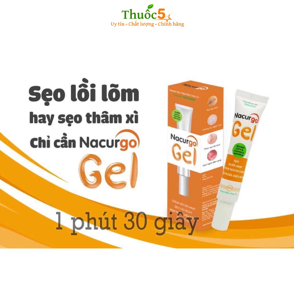 Gel Giảm Thâm, Mờ Sẹo Nacurgo Hỗ Trợ Dưỡng Da, Giúp Da Mịn Màng, Căng Bóng Tuýp 20g