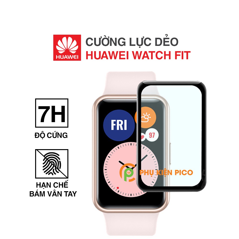 Cường lực dẻo Huawei Fit viền đen độ cứng 7H chống va đập, trầy xước - Dán màn hình đồng hồ Huawei Watch Fit