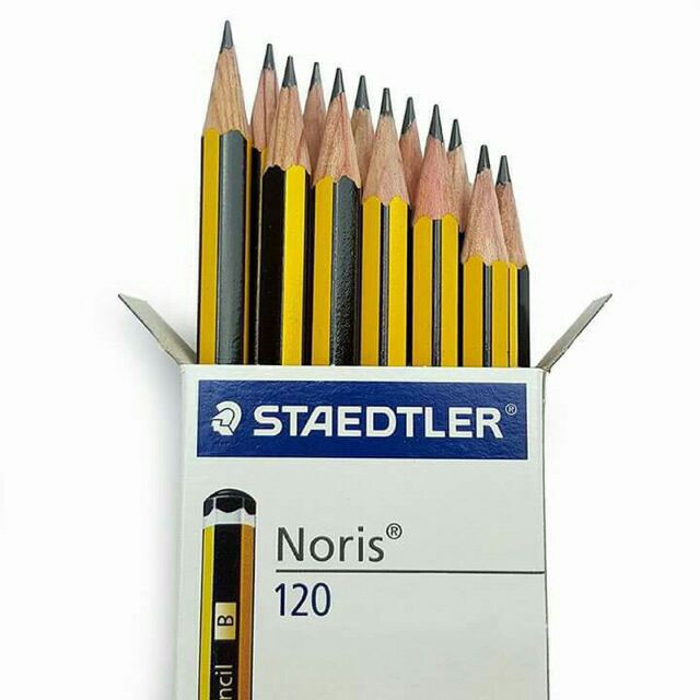 Bút chì Đức staedtler Noris cao cấp [ Hộp 12 cây tặng kèm quà] màu vàng đen - bút chì HB,2B. Gỗ mịn, không xước, chì rõ