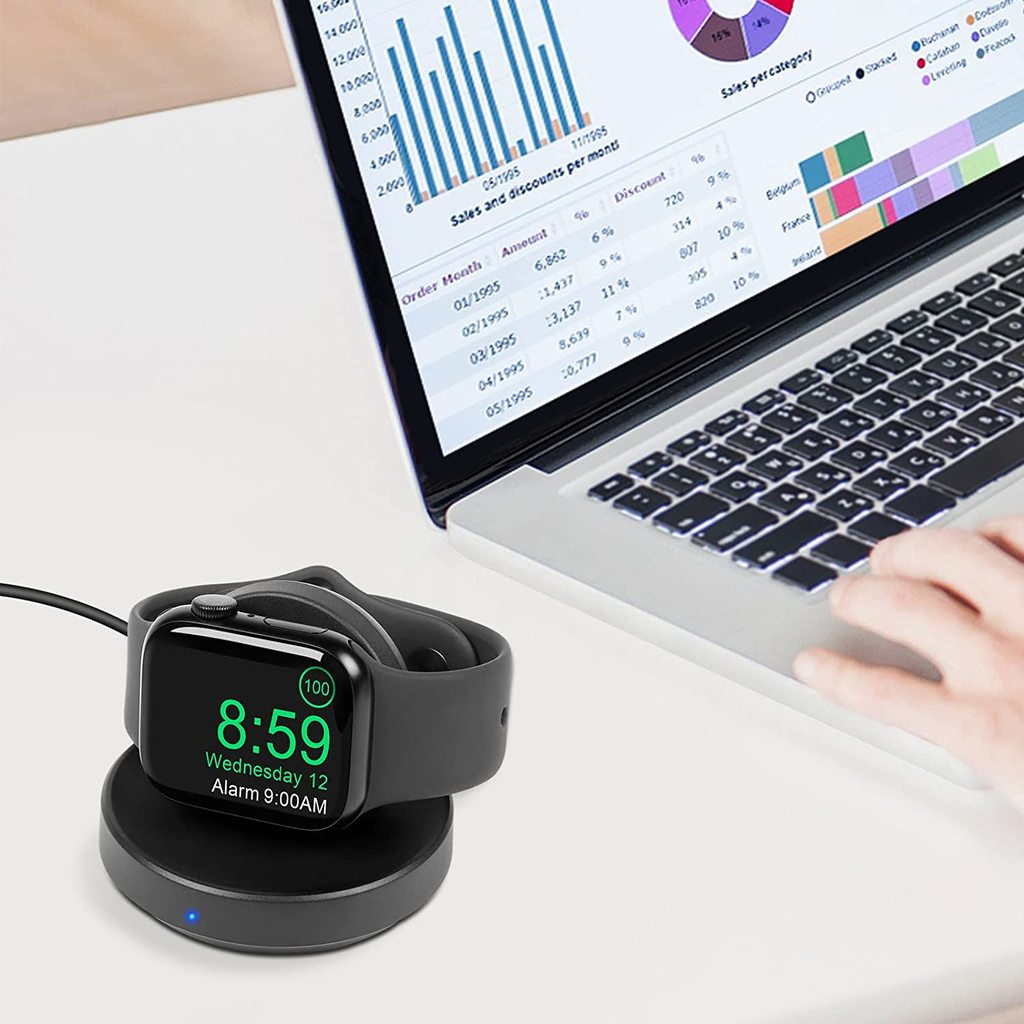 Đế Sạc Nhanh Không Dây USB Có Nam Châm Cho Đồng Hồ Thông Minh Apple Watch Series 7 / 6 / 5 / 4 / 3 / 2 / SE