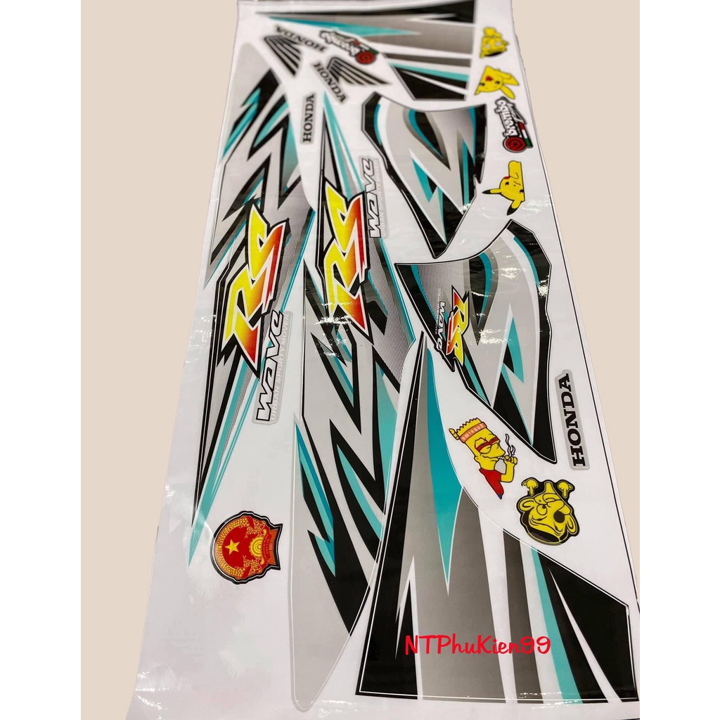 Tem rời Wave Alpha MẪU RS phối màu. Dán cho Wave 50cc/100cc/110cc