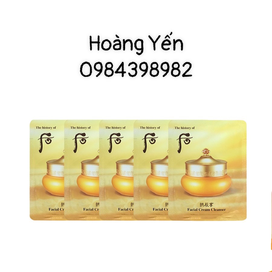 [10 gói] Kem tẩy trang whoo vàng  Whoo Facial Cream Cleanser 2ML/GÓI