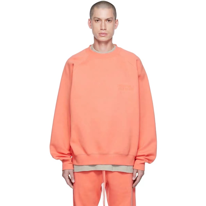 FOG FEAR OF GOD DOUBLE TRACK ESSENTIALS 22FW FLOCKED PRINT HIGH STREET PLUNGED CREW NECK Sweater
