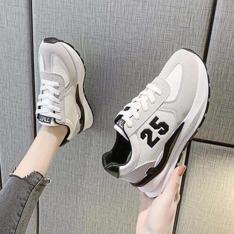 Giày MWC 0693 - Giày Thể Thao Nữ Đế Cao, Giày Sneaker Da Cá Tính Năng Động Thời Trang