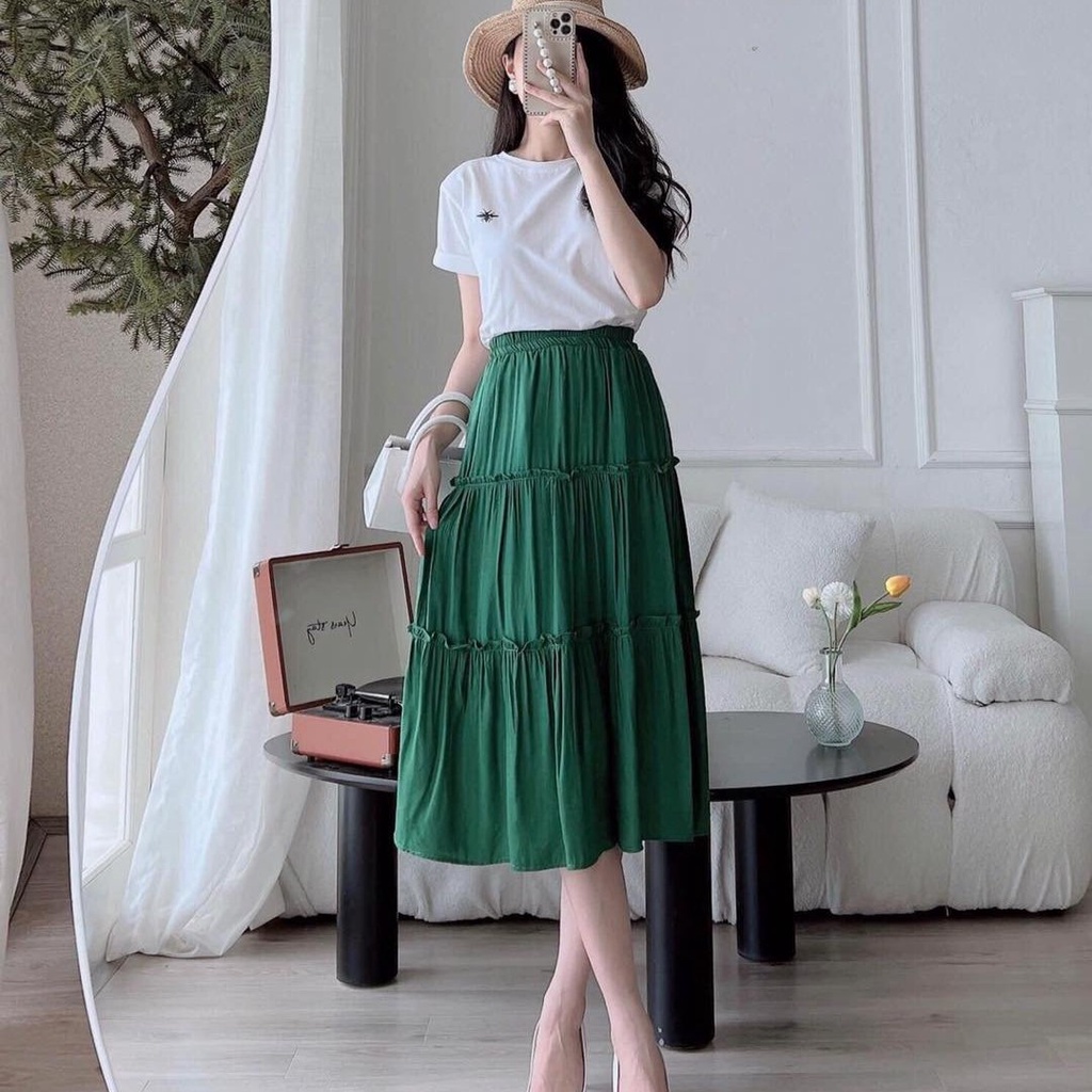 Min's Shoes - Chân Váy Đũi Tầng Xinh Cao Cấp CV139
