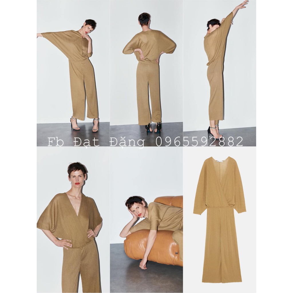 Jumpsuit dệt kim ống rộng Zara size S (nhỏ nhất)