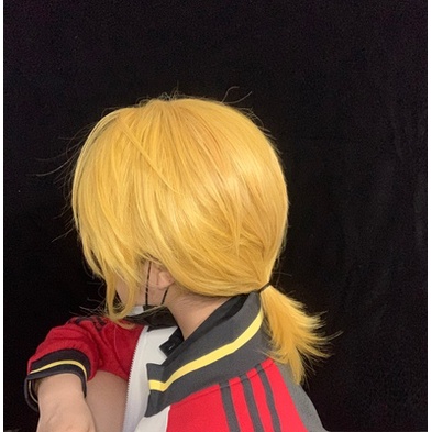 Wig/tóc giả nam nữ cơ bản cosplay 37cm màu trắng bạc nâu đen vàng đỏ hồng xanh dương tím