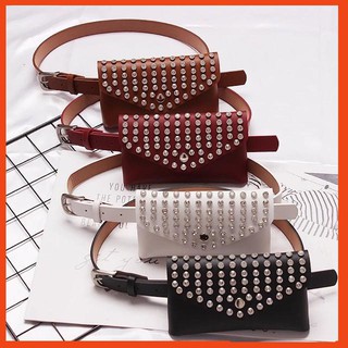 (Order 7-12 ngày) Thắt lưng kèm túi đeo hông nhiều màu đính đá