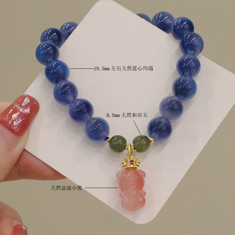 Hàng Mới Về [Hàng Mới Về] Vòng Tay Chuỗi Hạt Đá Mã Não Màu Hồng Xinh Xắn