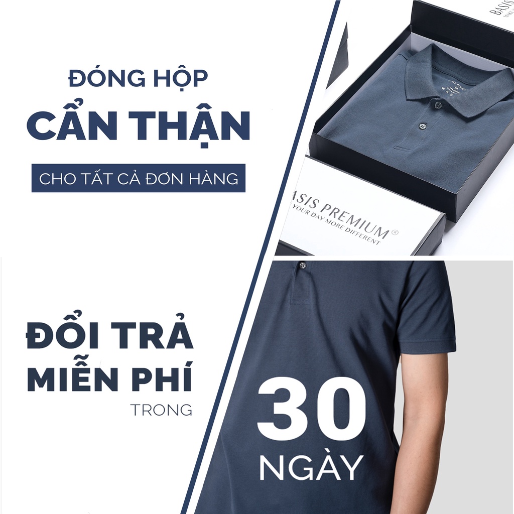 Áo thun polo nam có cổ, màu nâu đất cotton thoáng mát, form regular Basis APL22