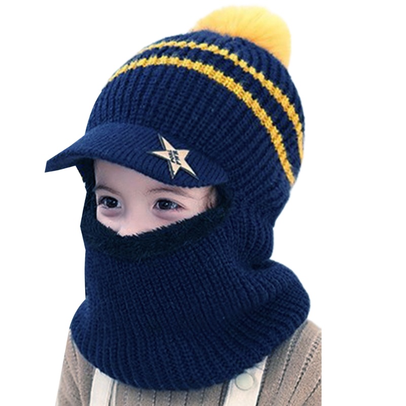Mũ Beanie Lót Lông Cừu Giữ Ấm Mùa Đông Dành Cho Bé 2-6 Tuổi