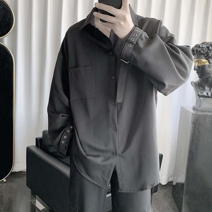 Áo sơ mi đen trắng thiết kế cổ tay độc lạ