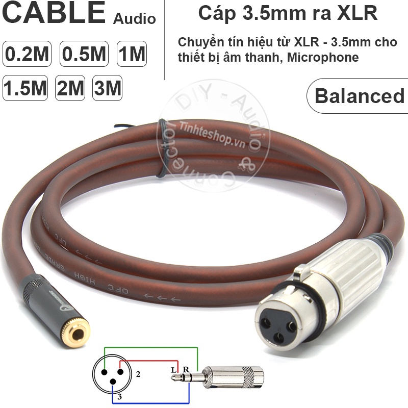 3.5 ly ra Canon microphone balanced DIY 0.2M đến 3M - XLR female to 3.5mm female balanced