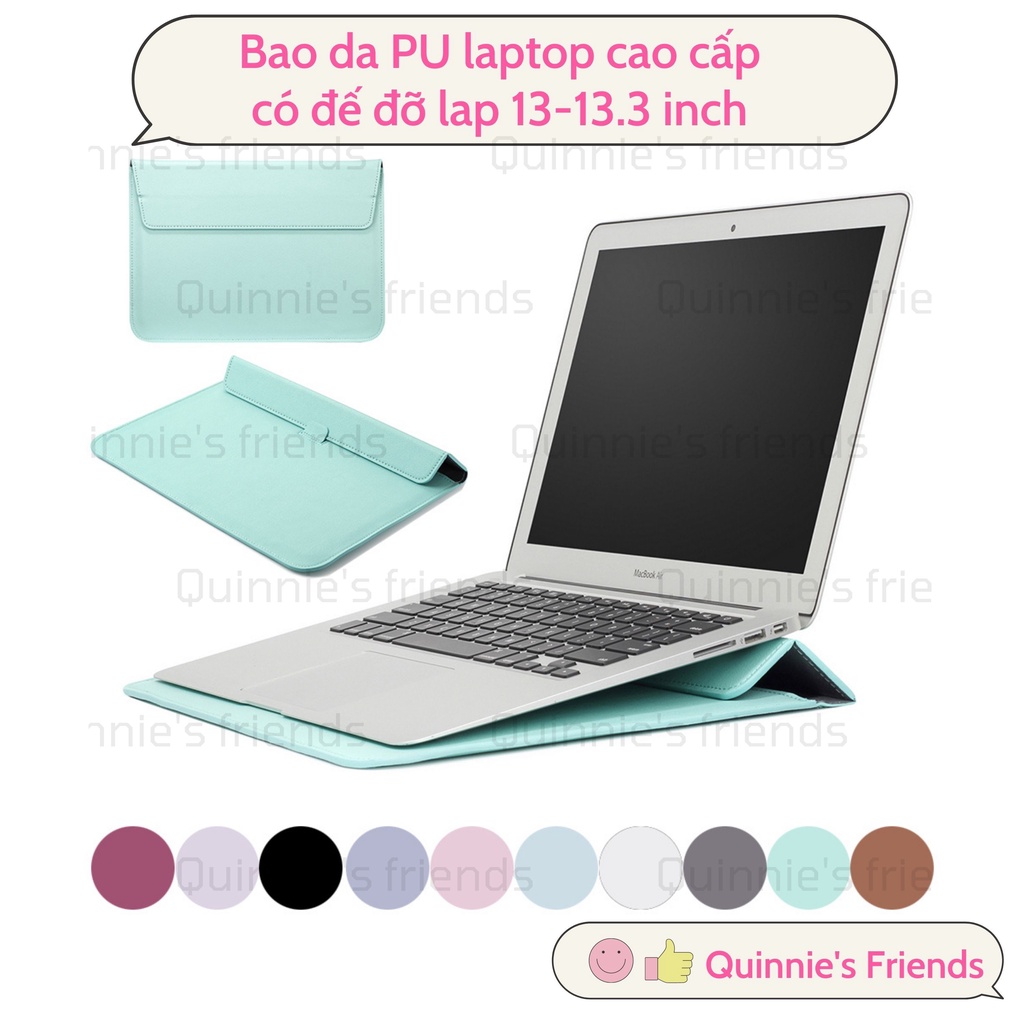 Túi đựng bảo vệ cho Macbook có giá đỡ Air Pro Asus Acer 11.6" / 13.3" / 14" / 14.6" Da cao cấp nhiều màu chống sốc lap