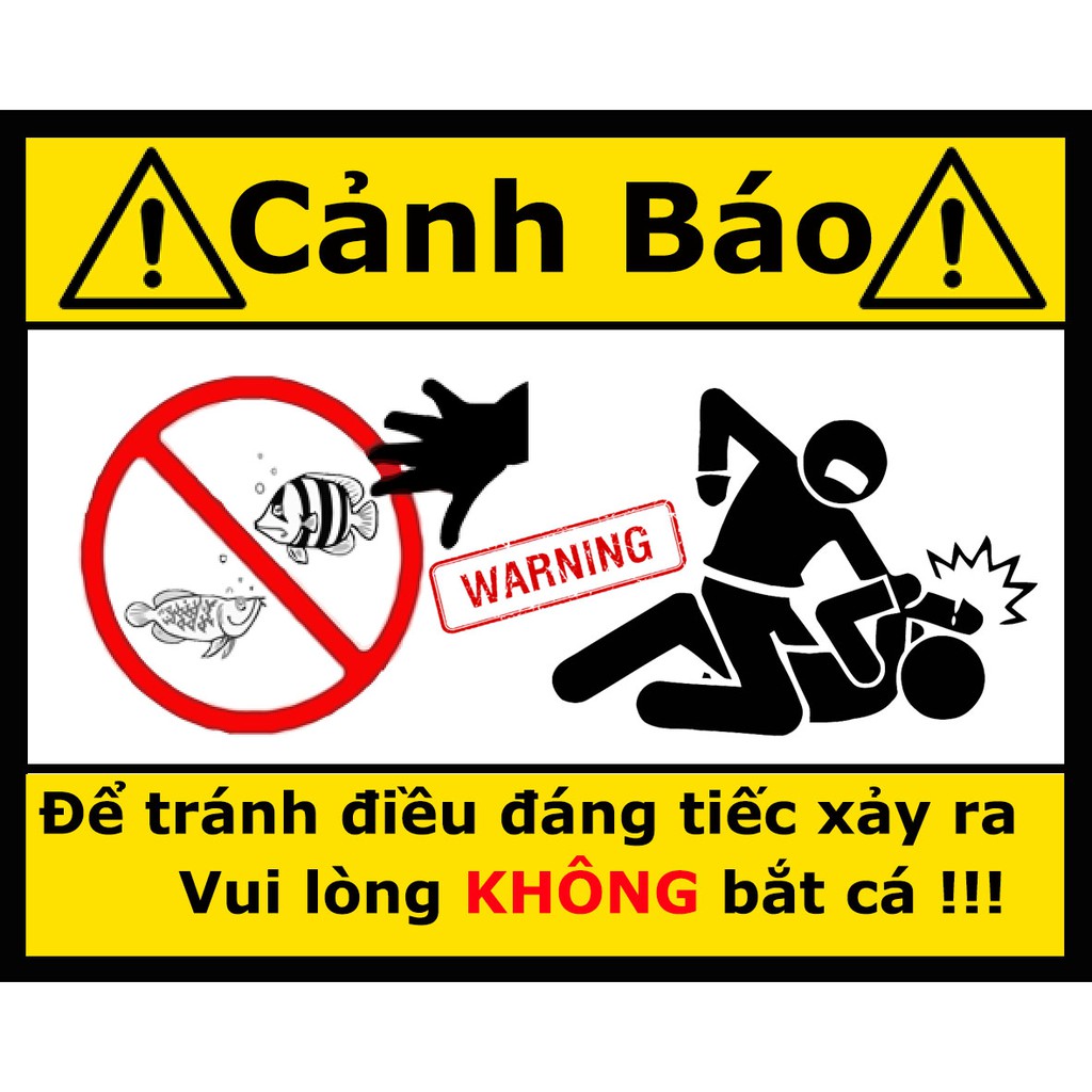 Logo cảnh báo vui nhộn dán bể cá cảnh , có keo sẵn , nhiều mẫu mã