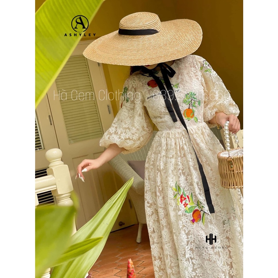 VÁY MAXI REN HOA NỔI THÊU CAO CẤP