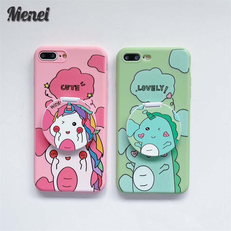 【Menel】IPhone case,IPhone 11 13 13Pro 13Pro Max 6/6S 6Plus/6SPlus 7/8/SE 7/8 plus X/XS XR XSMax 11Pro 11ProMax 12 12Pro 12Pro Max 12MINI,Mirror style Soft Casing Cute Couple Dinosaur Silicone Cover