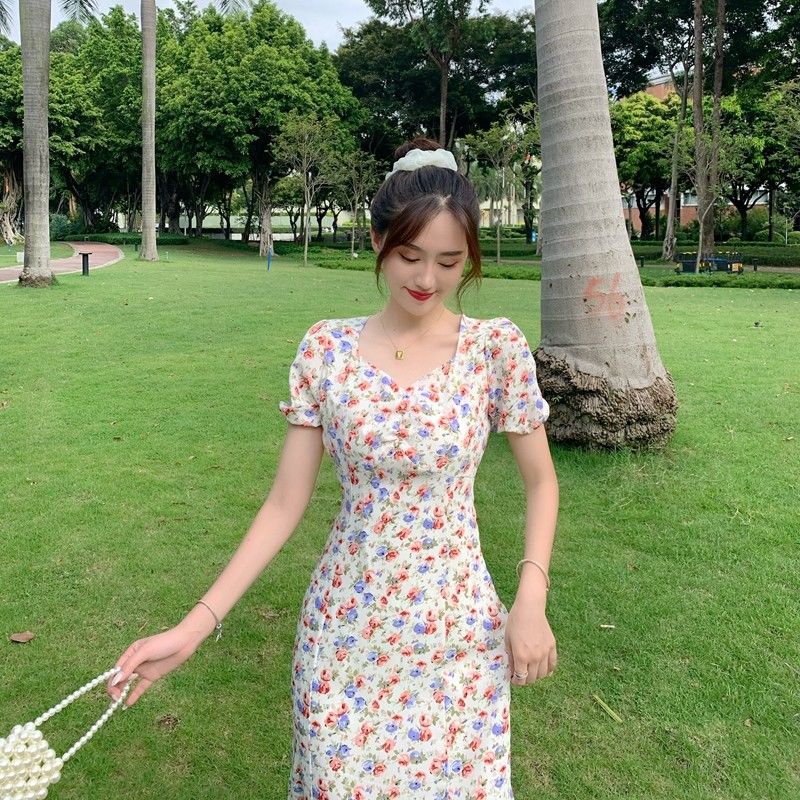 Đầm Hoa Dáng Dài Cổ V Thời Trang Dành Cho Nữ đầm bầu váy nữ váy bé gái váy dài chân váy dài váy nữ chân váy dài