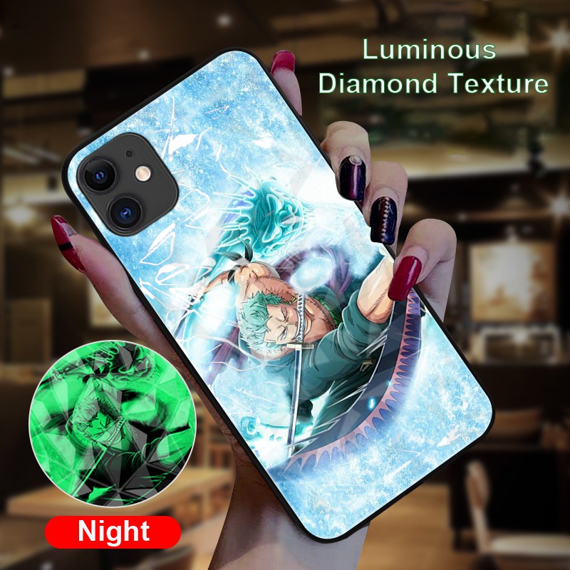 Case iPhone 11 ONE PIECE Zorro Anime Glowing Fashion Casing For iPhone 7 Plus 8 Plus iPhone 6 Plus 6s Plus iPhone X XS iPhone 11 Pro Max Luminous Anti Fall Hard Back Cases Covers