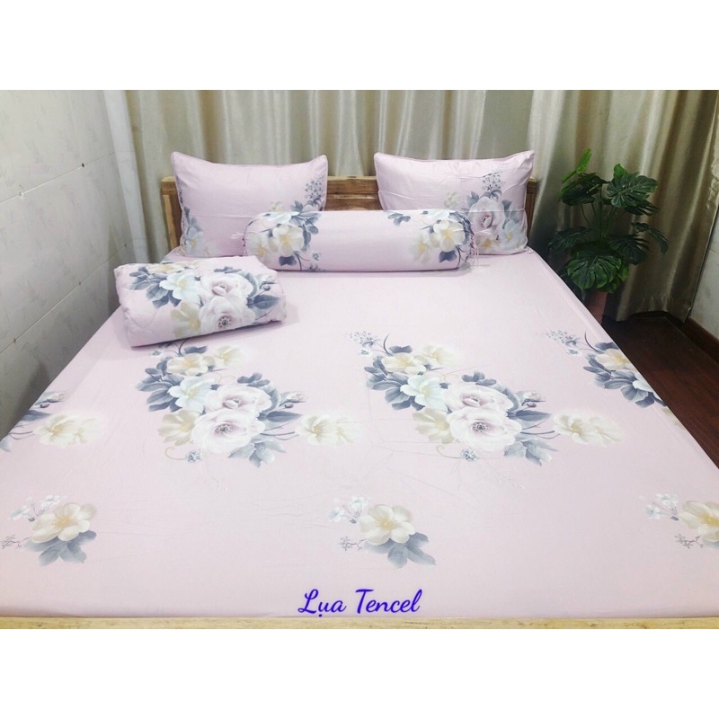 BỘ DRAP VẢI TENCEL SIÊU MỀM MÁT 1m6x2m (inbox chọn mẫu)