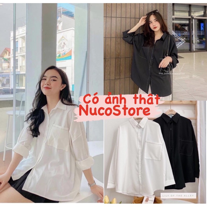 Áo sơ mi túi ngực form rộng