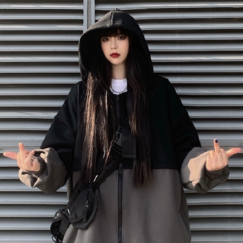 Áo khoác hoodie nỉ khoá kéo màu đen- xám nỉ bông dày dặn | BigBuy360 - bigbuy360.vn