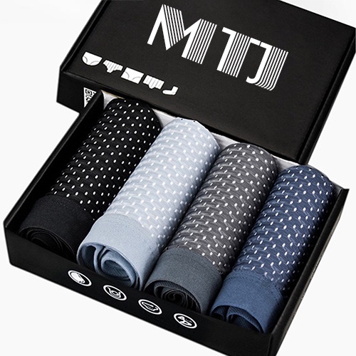 Hộp 4 quần Sịp,Xì,Lót Đùi Boxer Nam,Thông Hơi Cao Cấp,Thoáng Mát Dành Cho Nam MTJ,Co Dãn Tốt,Kháng Khuẩn.