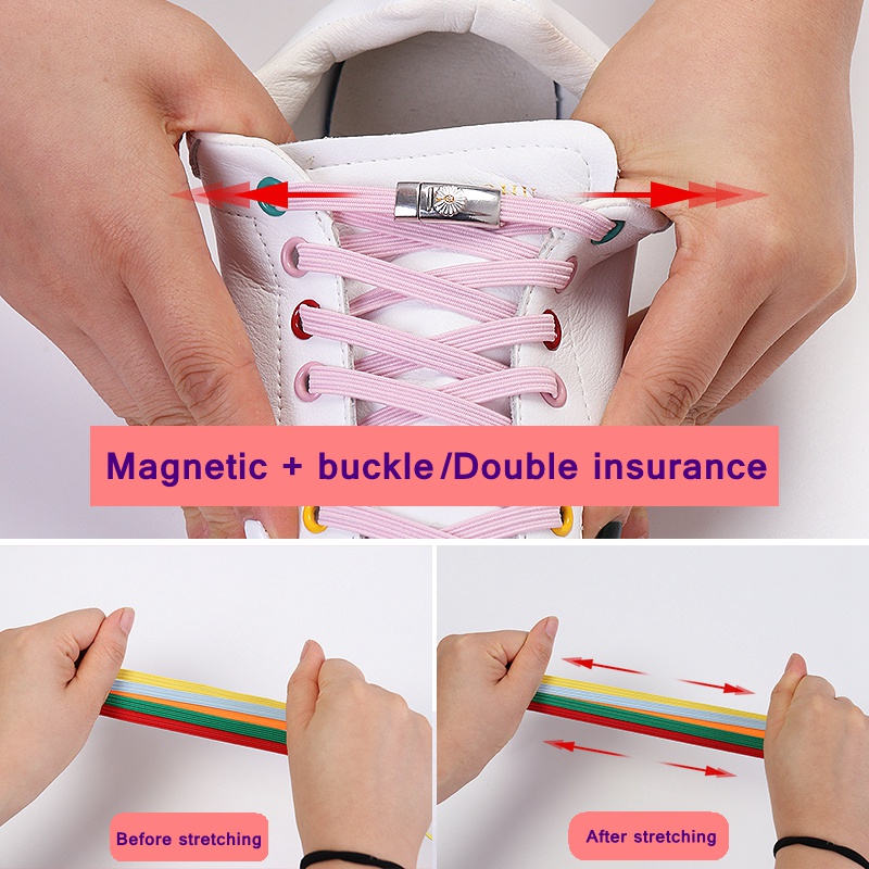 Dây Giày Không Cần Buộc Co Giãn Khóa Nam Châm Đặc Biệt Sáng Tạo Dành Cho Trẻ Em Và Người Lớn Mới