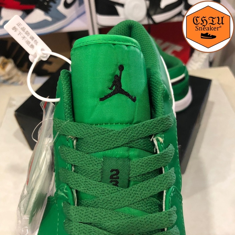 Giày thể thao nam nữ Jordan cổ thấp xanh lá da bóng phiên bản cao cấp giày sneaker nam nữ Jd1 cổ thấp