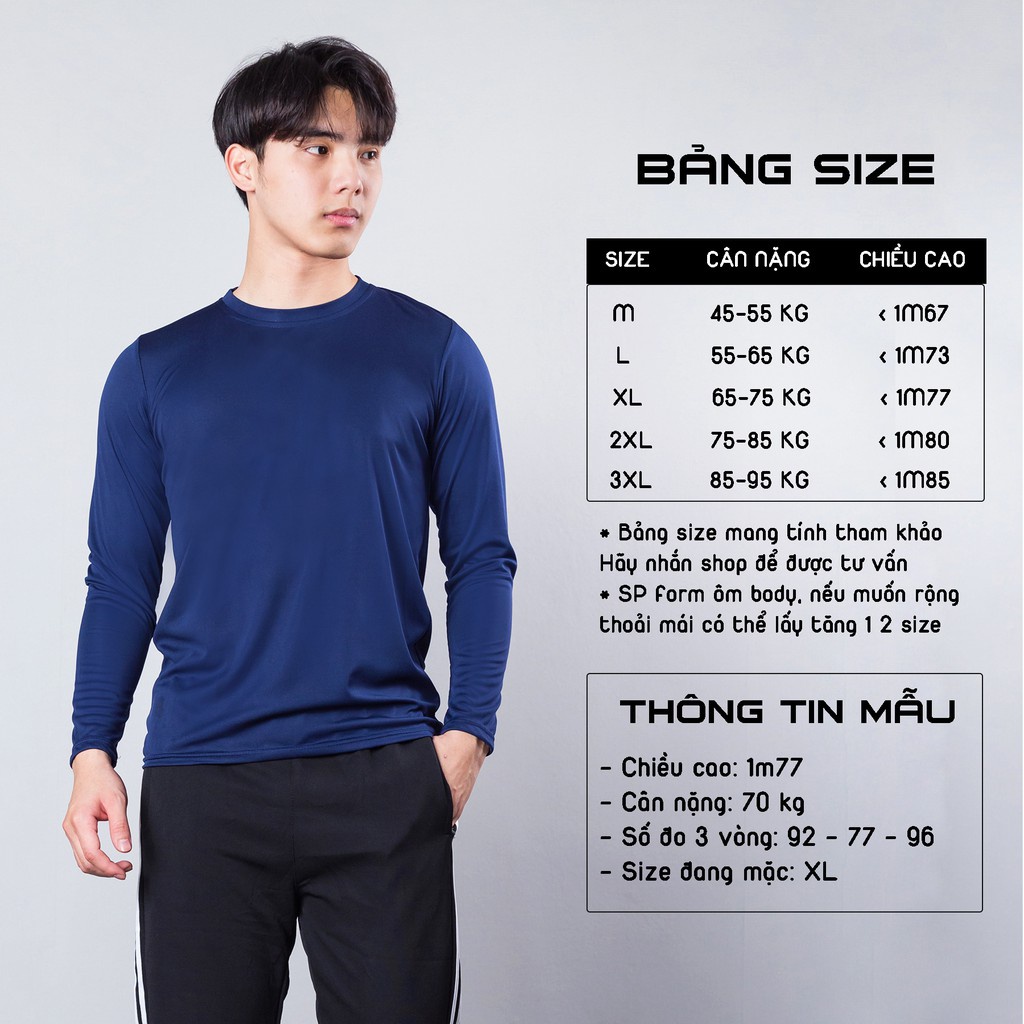 Áo giữ nhiệt nam BASIC MAN vải thun dài tay co dãn 4 chiều cổ tròn - AGN 001