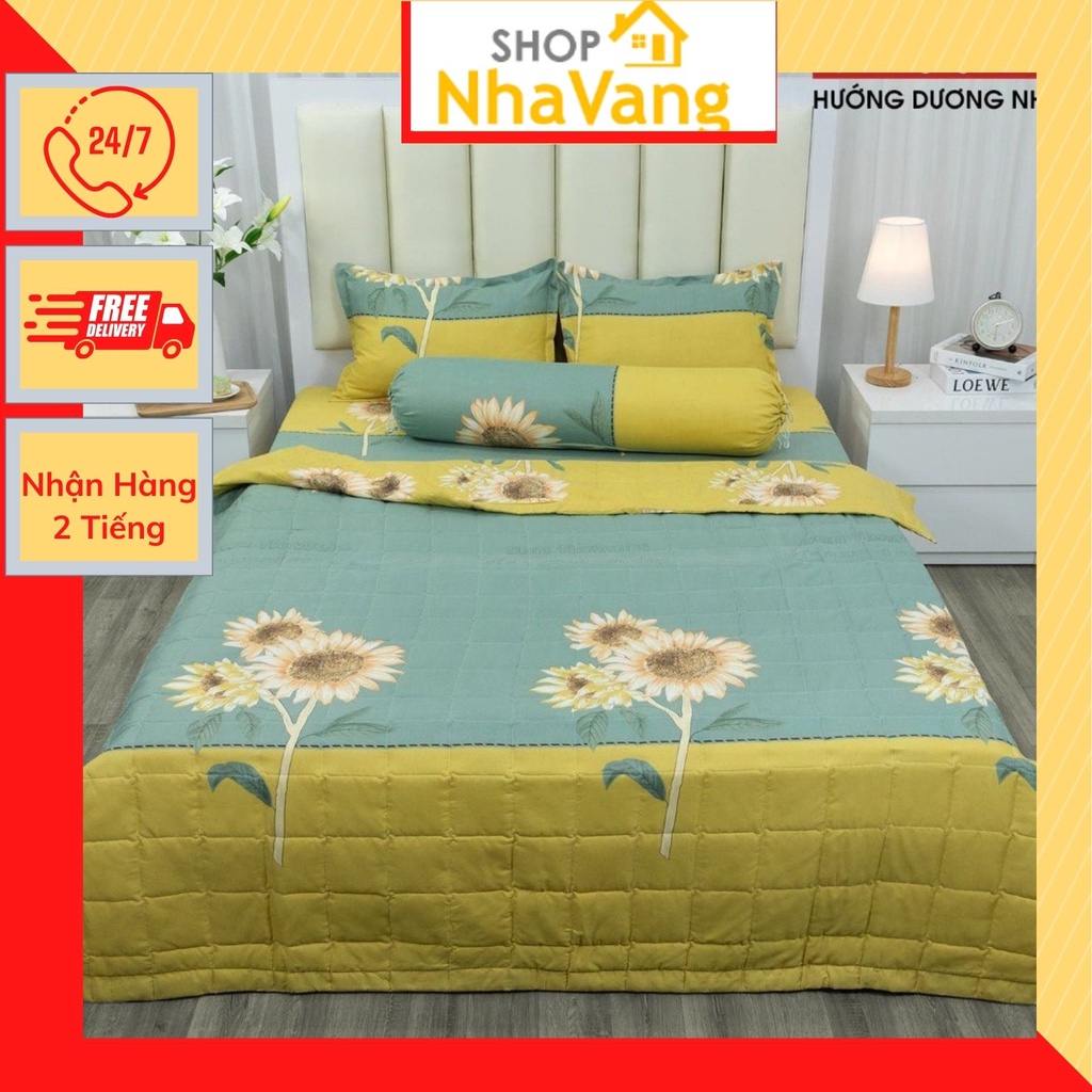 Ga trải giường cotton poly 1m6,1m8,2mx2m2,chọn mẫu thoải mái-MẪU HƯỚNG DƯƠNG