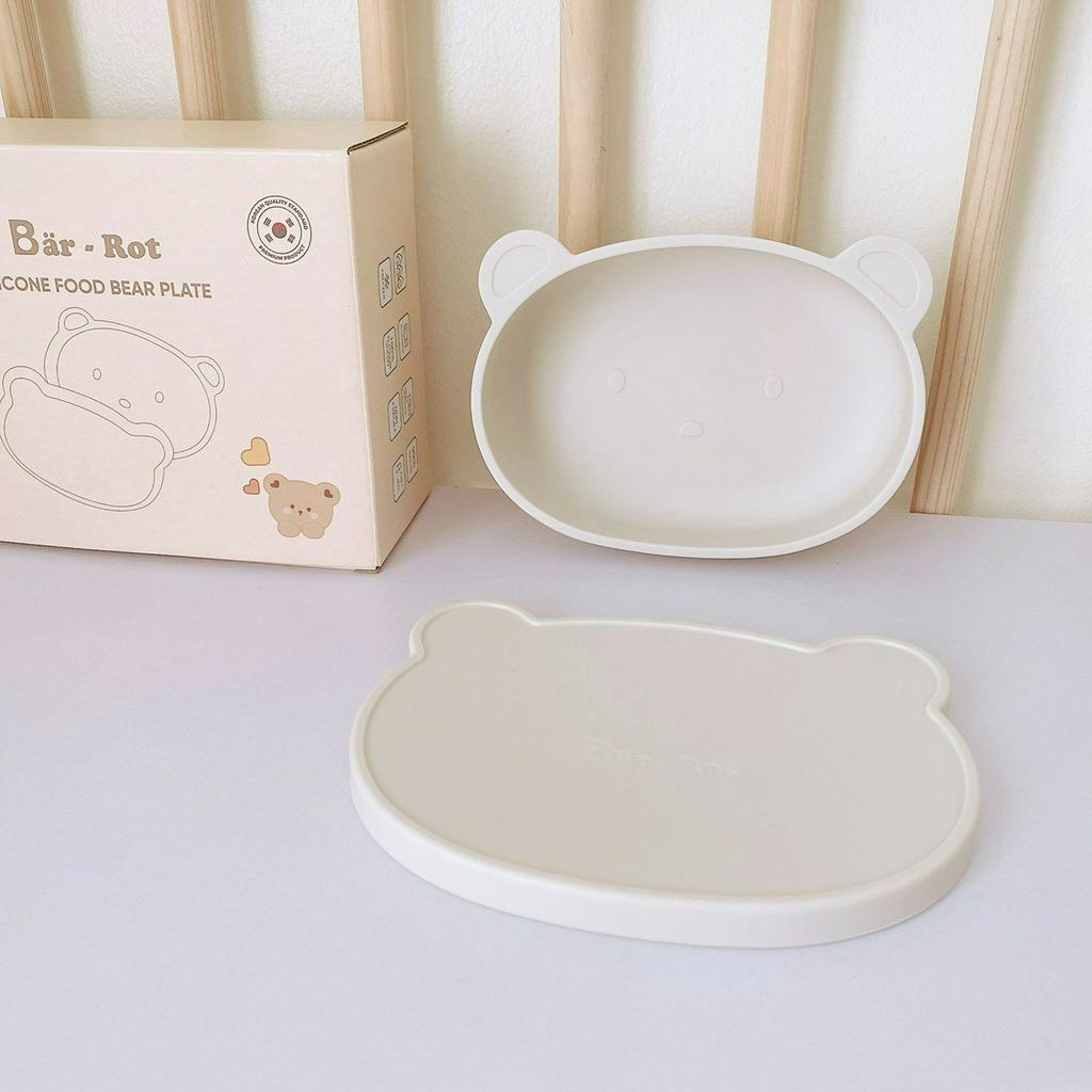 Đĩa gấu có nắp Bar-rot, đĩa gấu Silicone chịu nhiệt, có đế hít bám sàn-Doowa