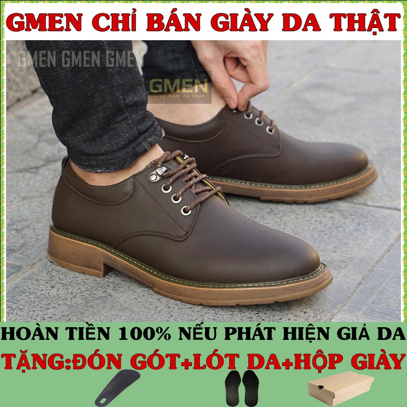 Giày da nam buộc dây cao cấp phong cách trẻ trung bảo hành 1 năm GM555