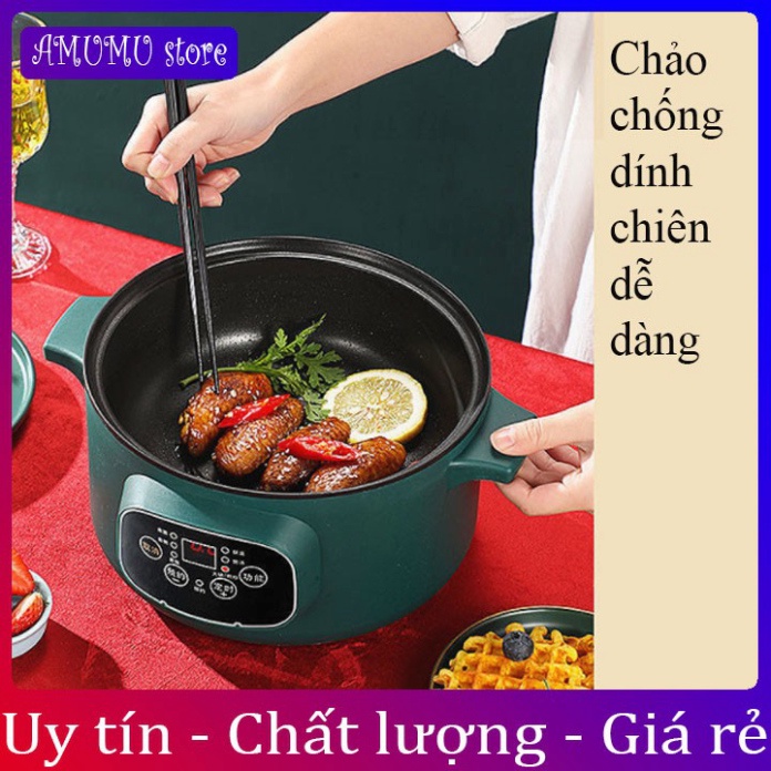 [Hàng cao cấp]Nồi Lẩu Mini Đa Năng Xào, Hấp, Chiên, Nấu Cơm, Nấu Cháo Tặng Kèm Bộ Dụng Cụ 6 Món