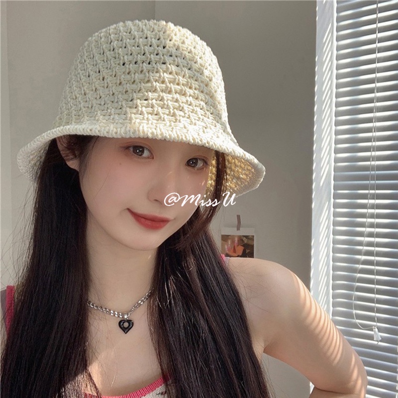 Nón Cói Rộng Vành Thiết Kế Đục Lỗ Thời Trang Đi Biển Mùa Hè Cho Nữ