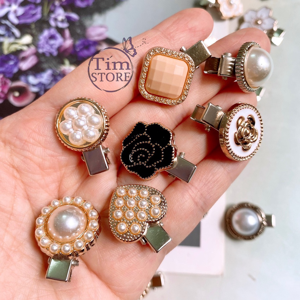 Set 10 kẹp tóc mỏ vịt màu sắc gắn charm TIMSTORE phụ kiện thời trang phong cách dễ thương