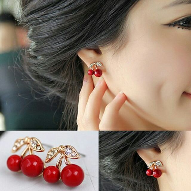 Hoa tai anh đào đính hạt siêu quyến rũ
