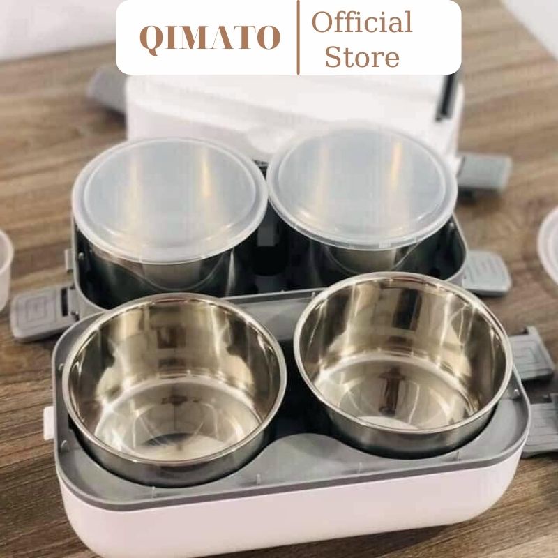 Hộp ủ cơm cắm điện văn phòng bằng hơi nước 2 tầng QIMATO
